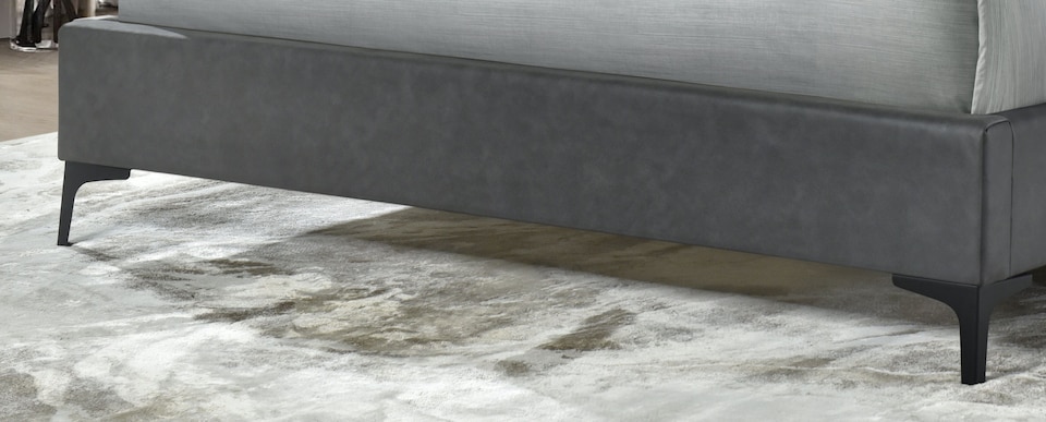 image 1 of 4ft6 Double Faux Leather Upholstered Grey Pillow Back Padded Bed Frame | Grey | Double