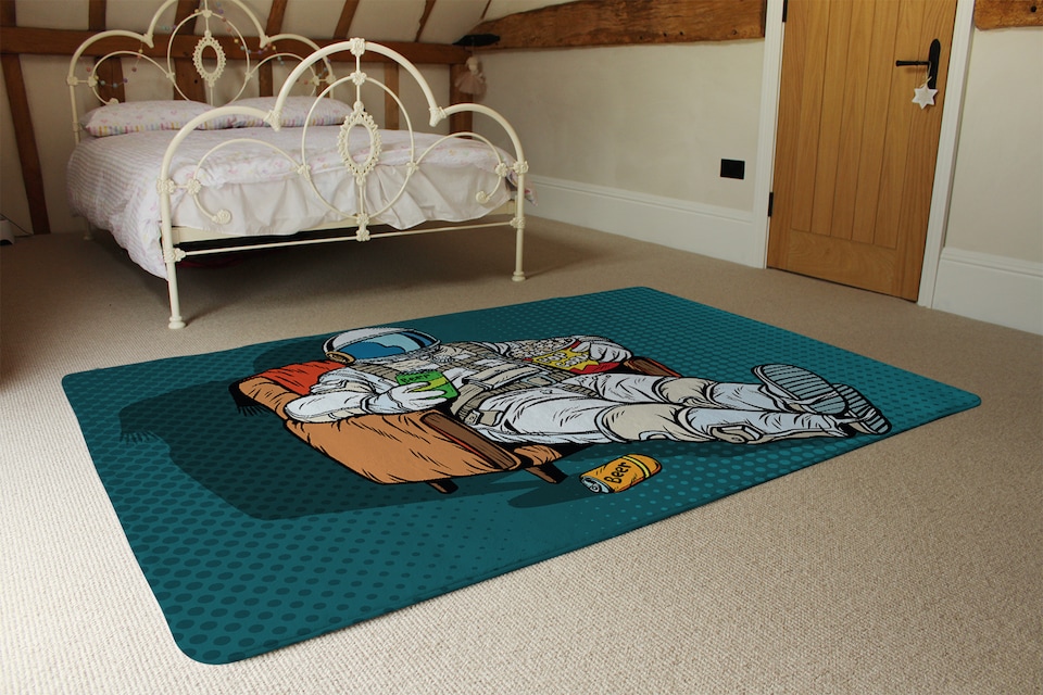 image 1 of Loneliness In Space. Pop Art Retro Designer Rug | Multi