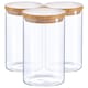 image 1 of Argon Tableware Glass Storage Jars - Wooden Lid - 1 Litre - Modern Round Scandi Organisation Container Glass Jar - Set of 3