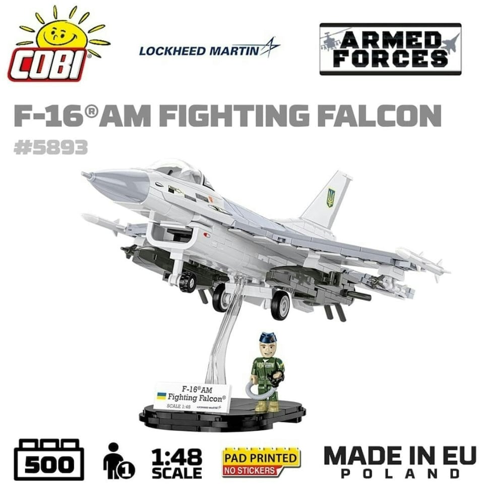 image 1 of F-16 AM Fighting Falcon plane brick model - COBI 5893 - 500 bricks