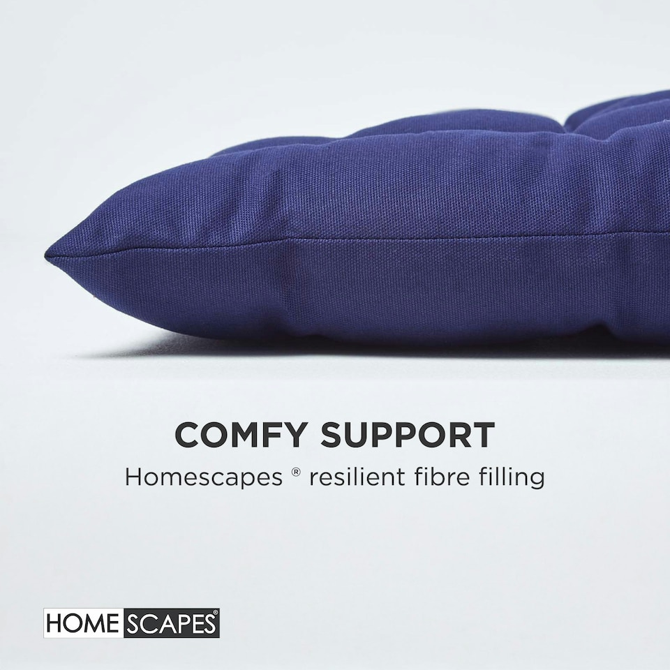 image 1 of Homescapes Garden Bench Cushion Luxury 3 Seater 100% Cotton Indoor Outdoor Seat Pad Navy Blue | 143 x 48 cm