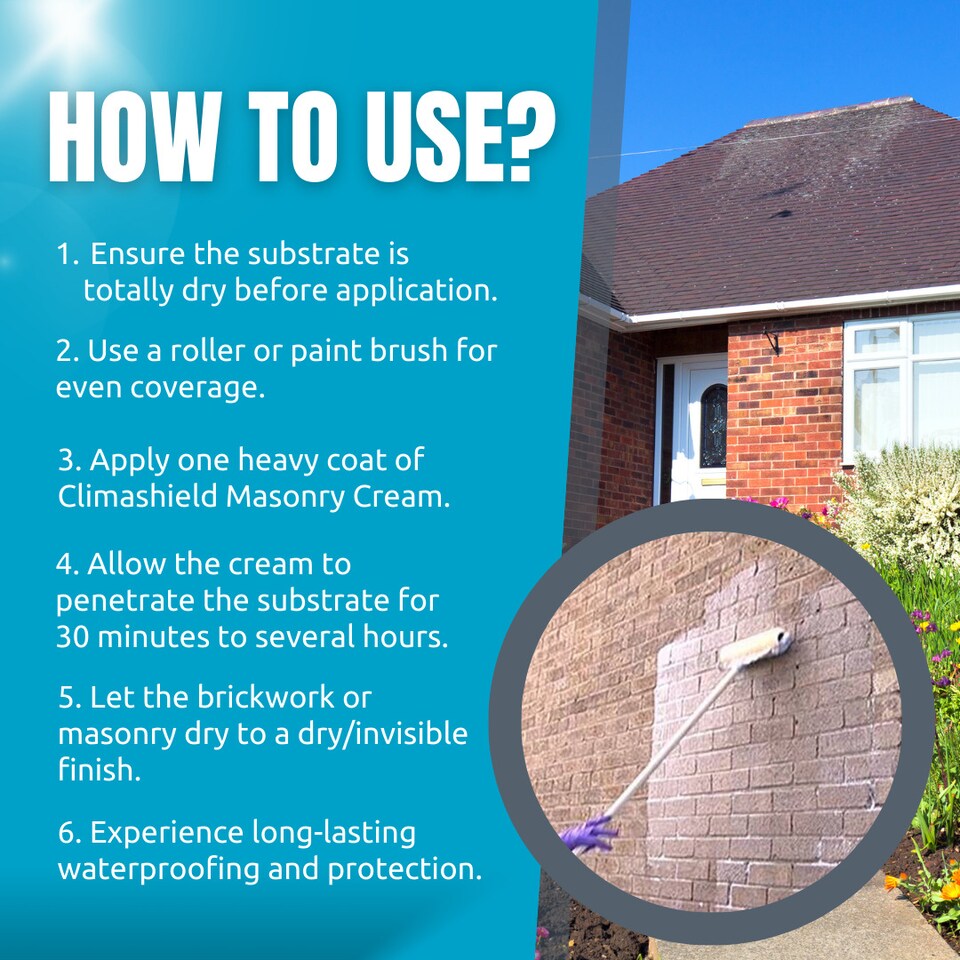 image 1 of Brick Waterproofer and Brick Damp Proofer, Masonry Cream, (ClimaShield), Brick Sealer, Breathable, Premium 25-Years Protection, 5L