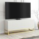 image 7 of TV Unit 100cm White Matt with Fluted Fronts and Gold Legs White