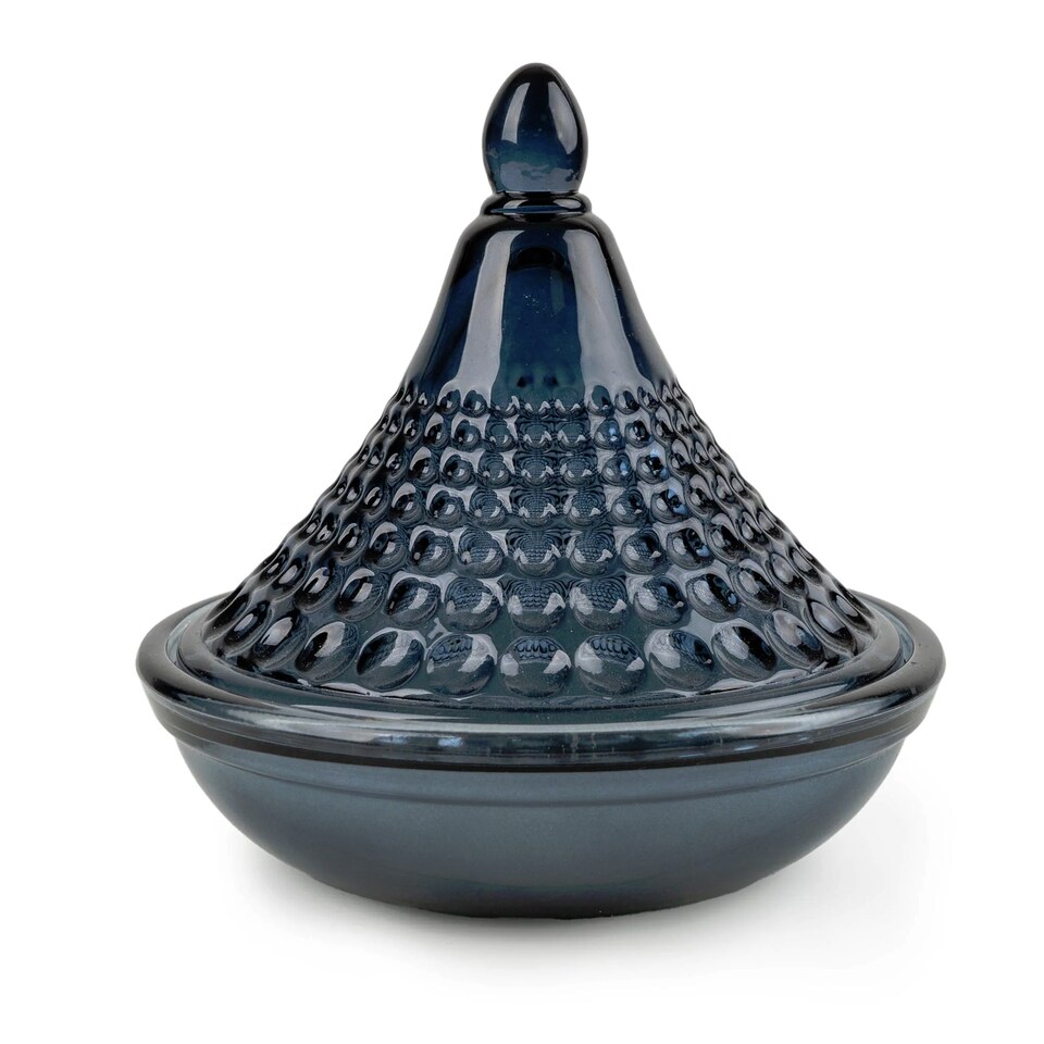 image 1 of Candlelight Blue Jaisalmer Embossed Tagine Glass Candle