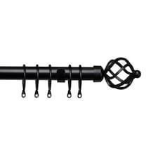 25-28mm Cage End Black Metal Curtain Pole Set 200 - 380cm | Black | Black