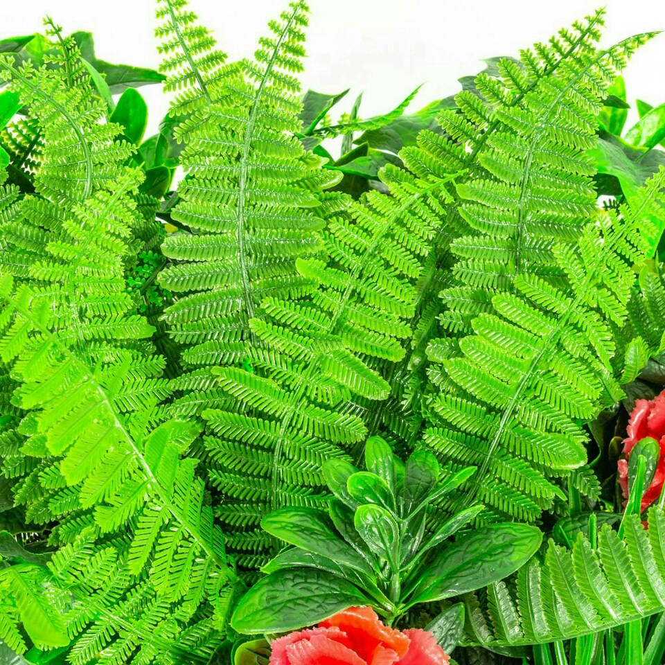 image 1 of Primrose Artificial Mixed Plants Red Rose Wall Hedge Panel 1m x 1m Set of 2