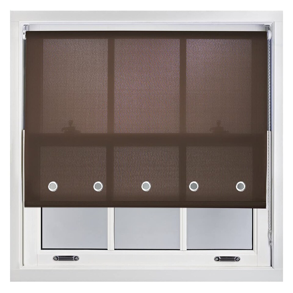 image 1 of FURNISHED Roller Blinds Daylight Round Eyelet Light Filtering Easy Fit Trimmable Window Blind | Brown | Mocha | (W) 230cm x (L) 165cm