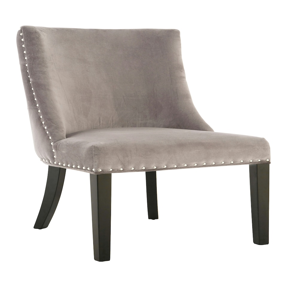 image 1 of Interiors by Premier Grey Velvet Chair, Curly Back chair, Easy to Assemble Borg Chair, Comfy Office Chair