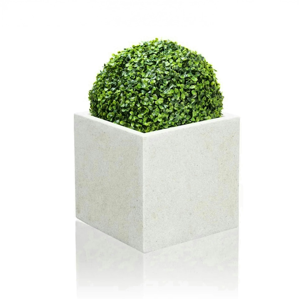 image 1 of Primrose White Stone Effect Jumbo Poly-Terrazzo Cube Planter 52cm