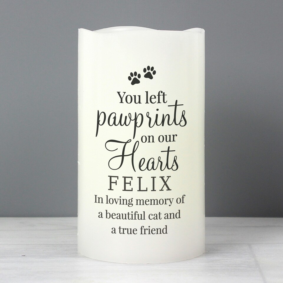 image 1 of Personalised Pawprints On Our Hearts LED Candle Cream