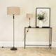 image 2 of ValueLights Maggie Black Candlestick Table Lamp Natural Shade | Black