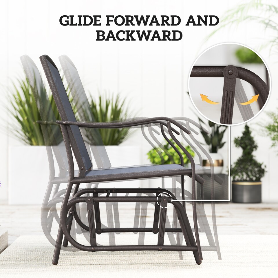 image 1 of Outsunny Glider Rocking Chair & Table Set 2 Single Seaters Rocker Garden Swing Chair Patio Furniture Bistro Set Grey