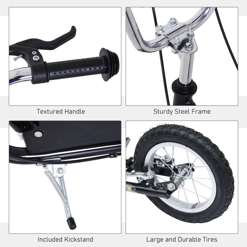 image 1 of HOMCOM Teen Scooter Adjustable Height Dual Brakes Rubber Wheels Kickstand, Black