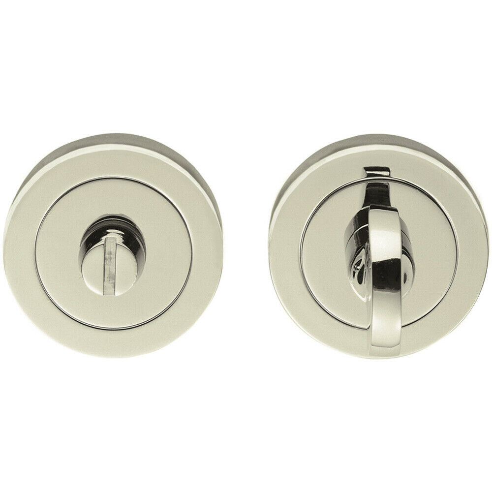 Loops Thumbturn Lock & Release Handle Beveled Edged Rose Polished Nickel in Metallics