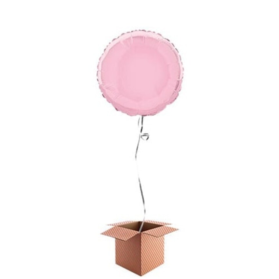Pink Round Foil Balloon - Inflated Balloon in a Box