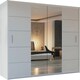 image 1 of Modern Wavy Sliding Mirror Wardrobe 120/150/180/203cm White/Black/Grey/Oak White | 180cm