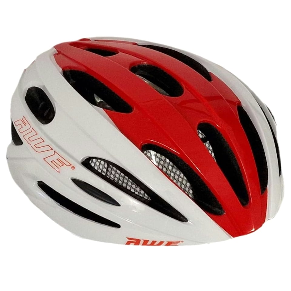 image 1 of AWE AweSprint In Mould Adult Bike Helmet White/Red 58-61cm Crash Guarantee* White | L
