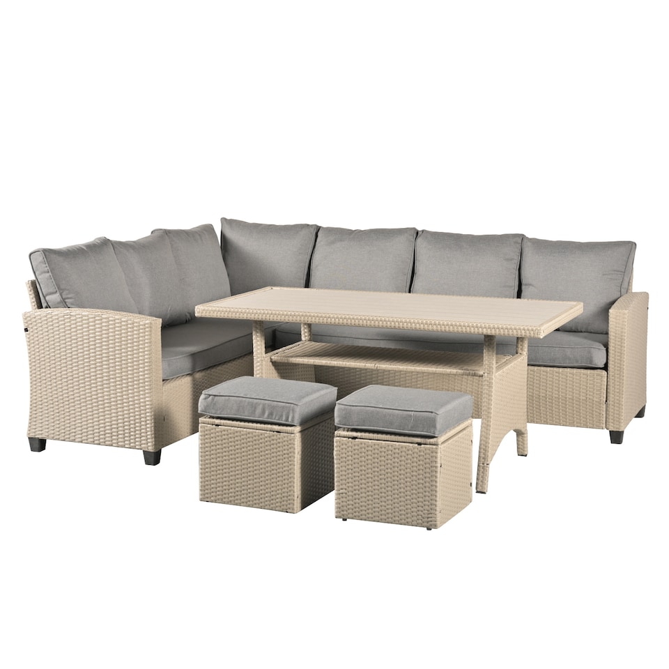 image 1 of York 8 Seat grey rattan corner sofa dining set