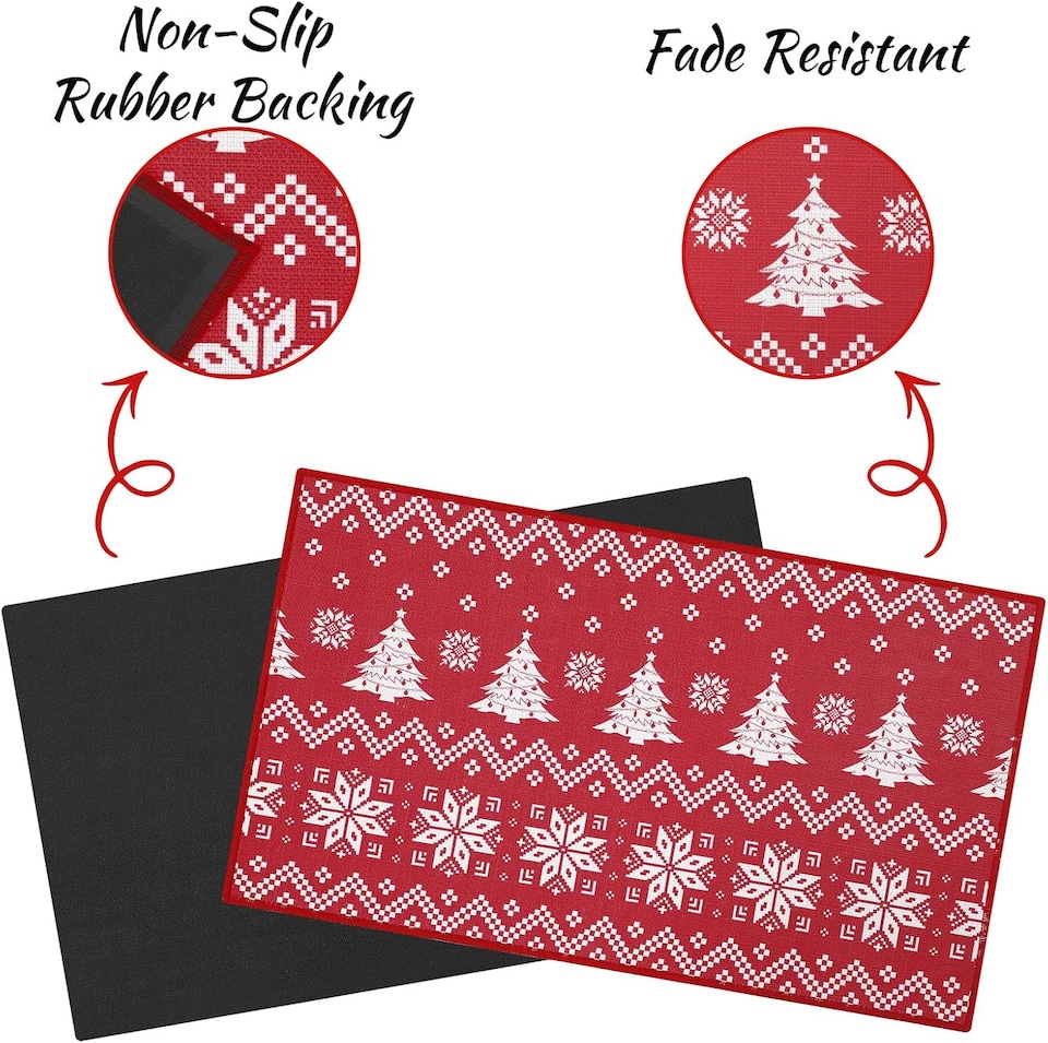 image 1 of London Boutique Christmas Doormat with Snowflake Design, Non-Slip Washable Entrance Mat, 40 x 60 cm