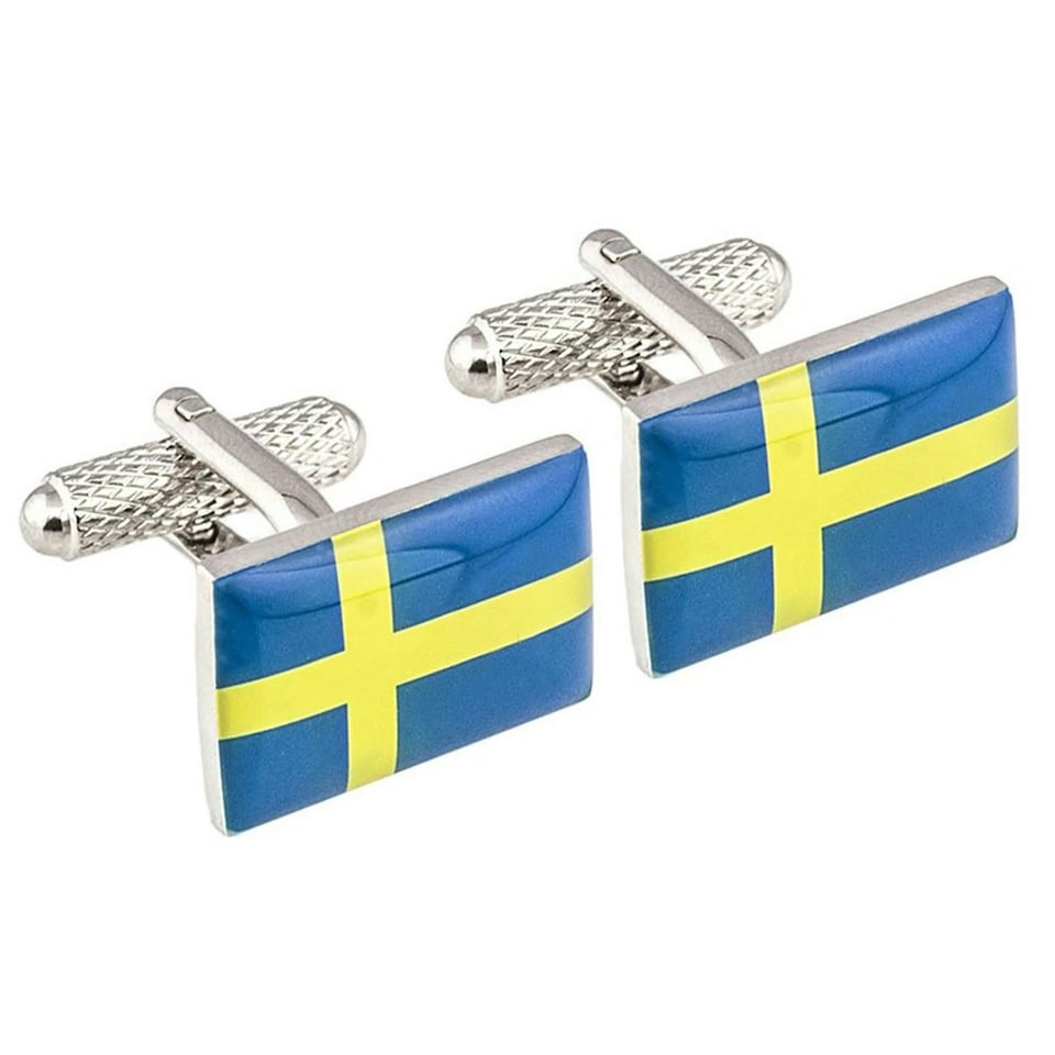 image 1 of Flag of Sweden Cufflinks - Onyx Art CK150