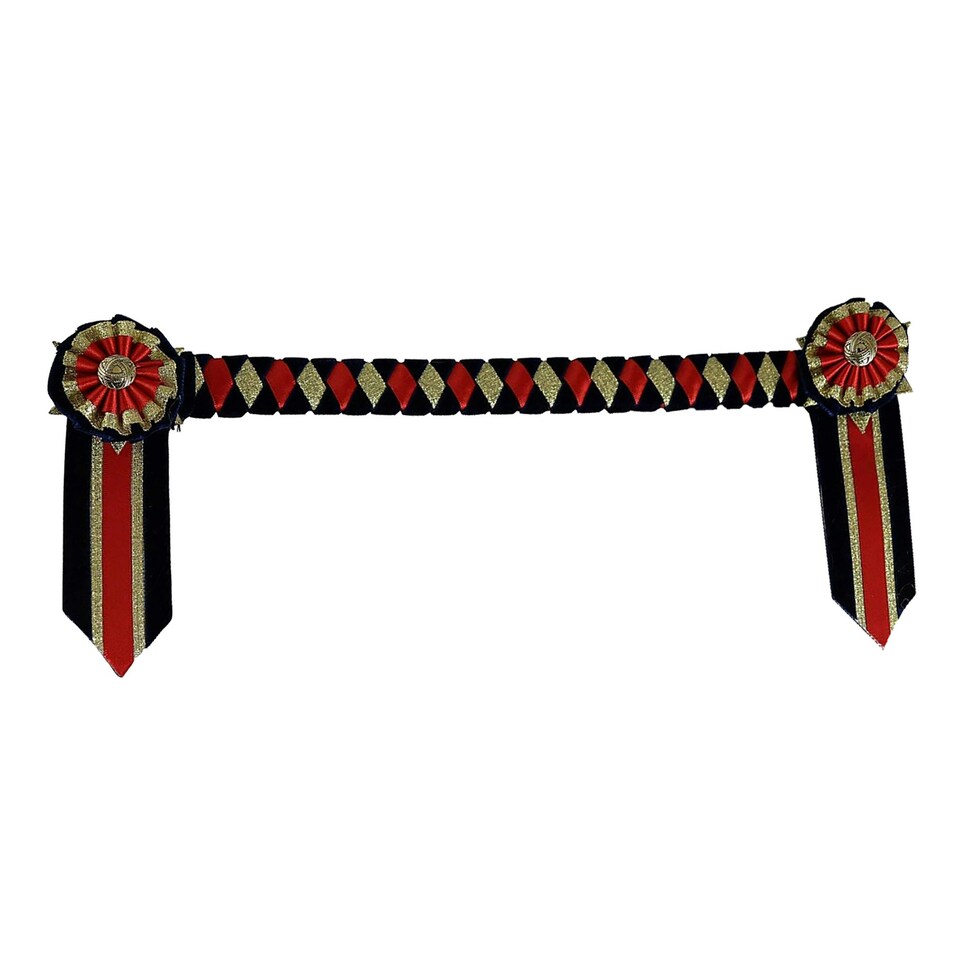 ShowQuest Boston Brow Band - Navy/Red/Gold - Pony