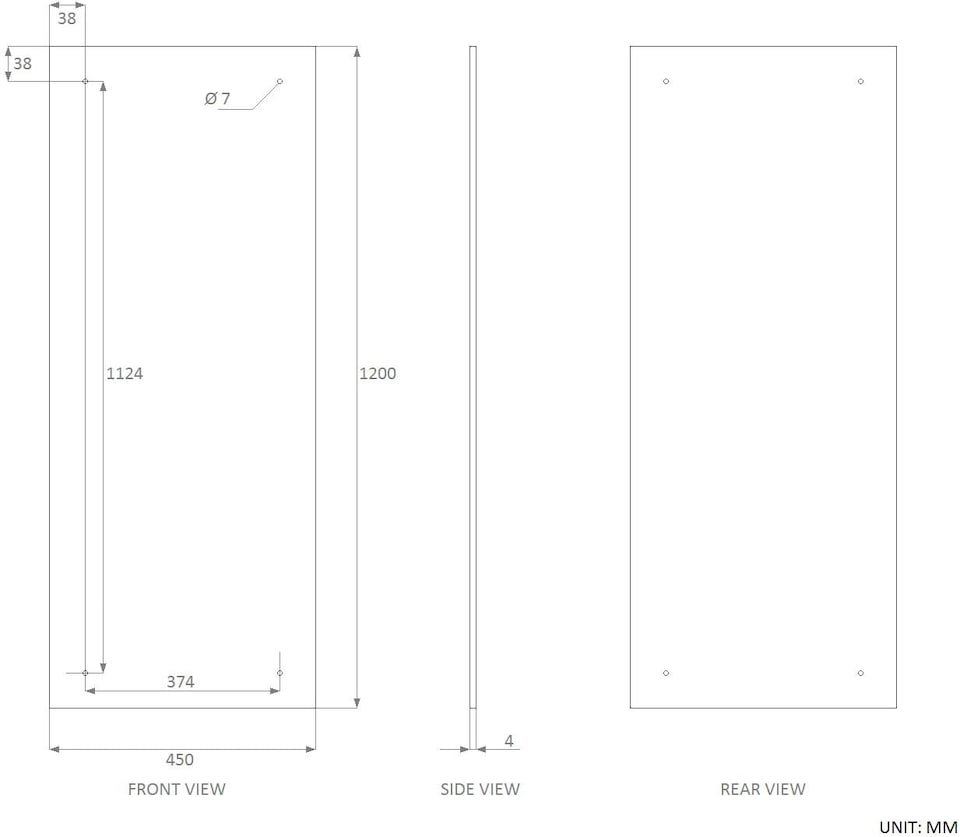 image 1 of 120 x 45cm Rectangle Frameless Bathroom Mirror with Pre-drilled Holes and Wall Hanging Fittings
