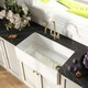 image 3 of Fireclay Kitchen Bundle - Single Bowl Belfast Sink, Strainer Waste & Mono Lever Tap, 795mm - Brushed Brass - Balterley