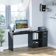 image 2 of HOMCOM Computer Desk 180° Rotating Dining Table W/ Storage Shelf Black