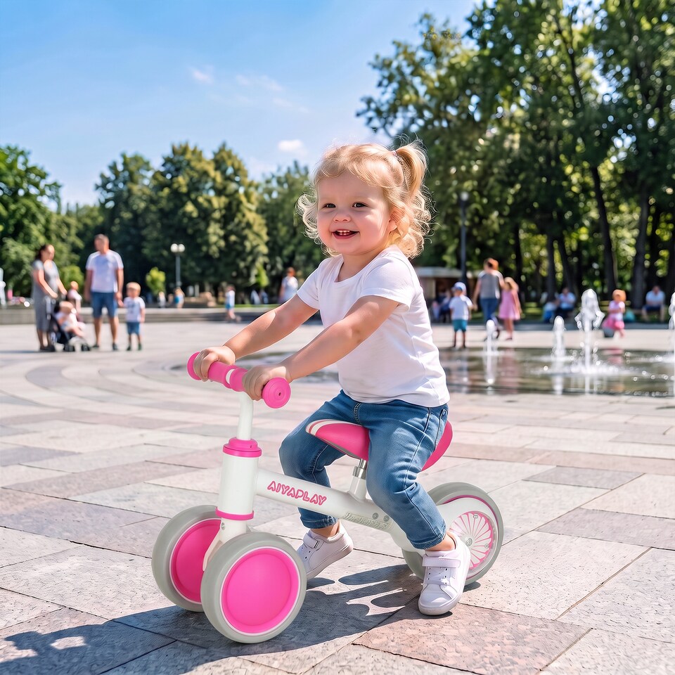 image 1 of AIYAPLAY Balance Bike with 135° Steering Limit for Toddlers 1-2 Years, Pink