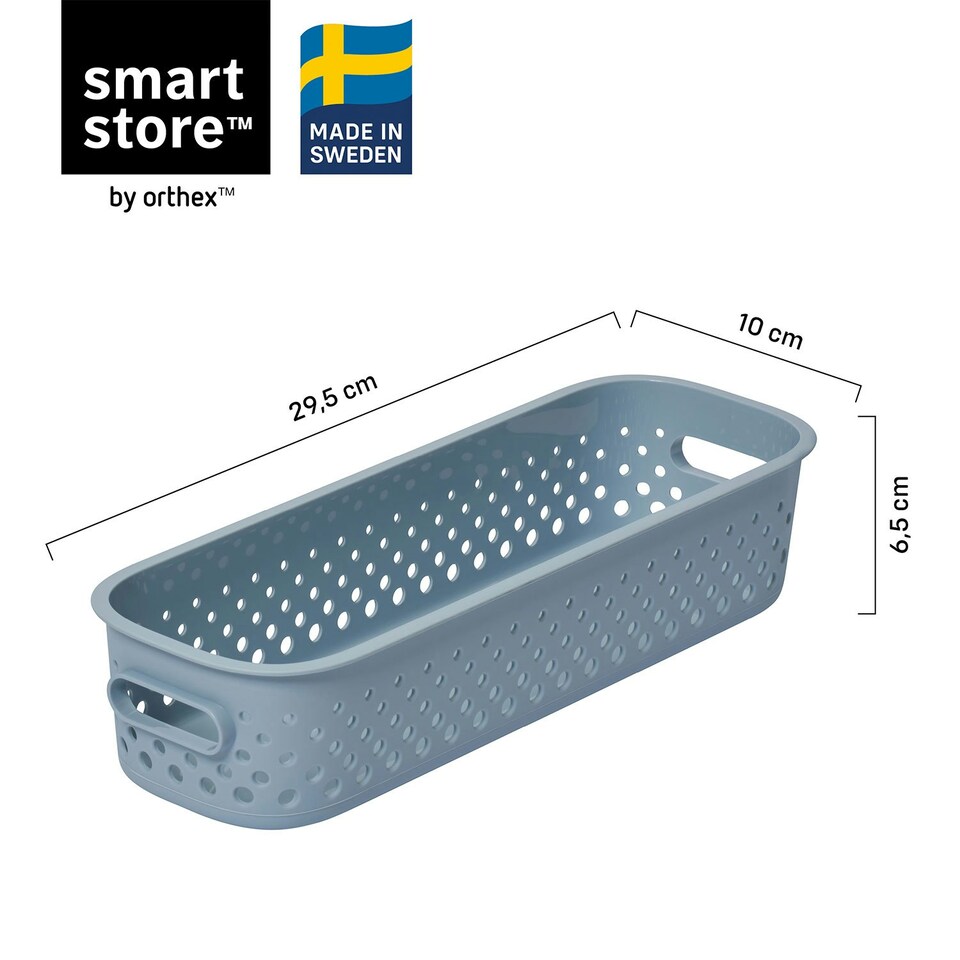 image 1 of SmartStore Essence Slim Sea Salt Storage Tray Basket 1.3L, 3 Pack Blue