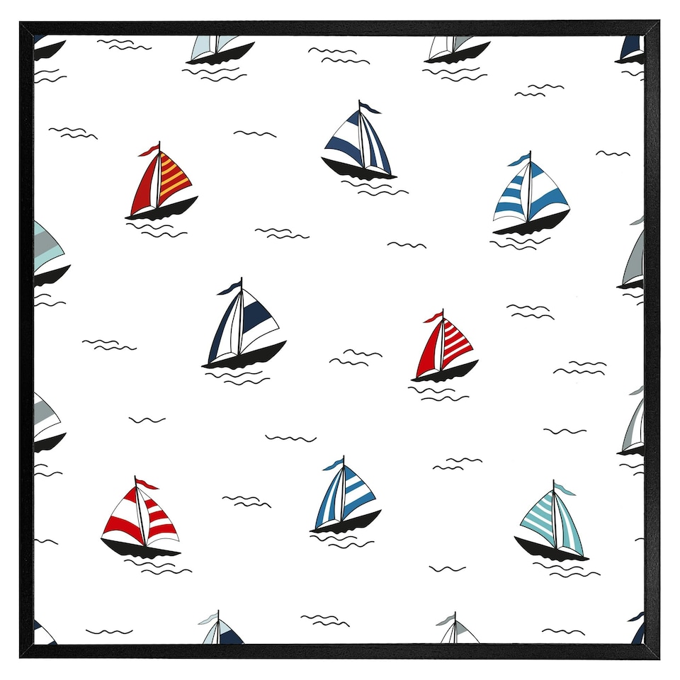 image 1 of Red & blue sailboats (Picture Frame) Grey | M
