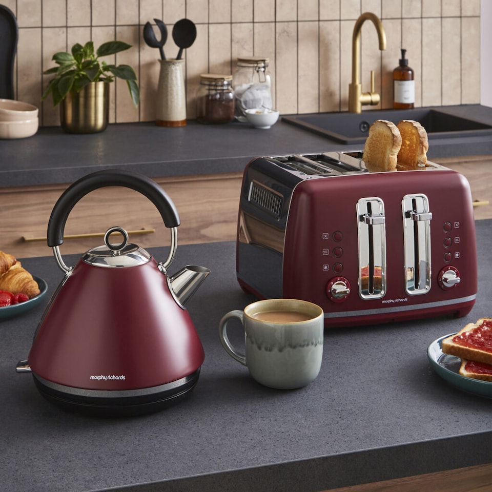 image 1 of Morphy Richards Limited Edition Accents Rhubarb Kettle & Toaster Set