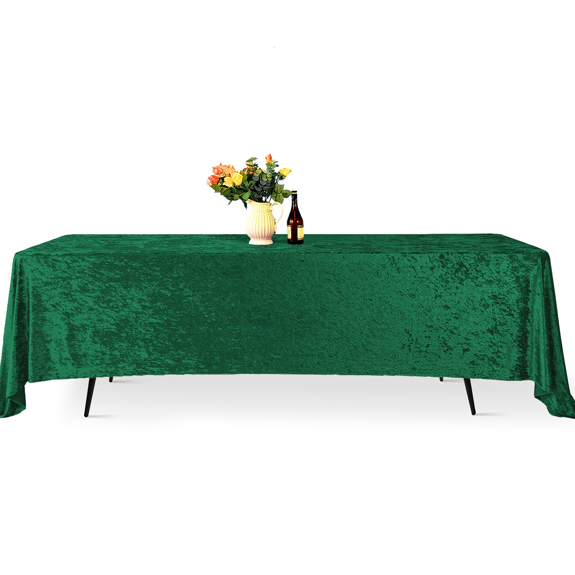 Neel Blue Diamond Velvet Rectangle Tablecloth - 70 x 144 Inch in Emerald