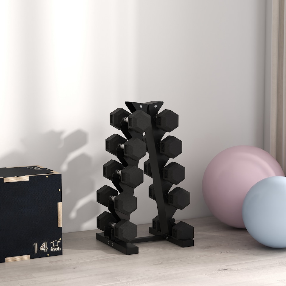 image 1 of SPORTNOW Five-Tier Weight Tree, Steel Dumbbell Rack for Home Gym Exercise