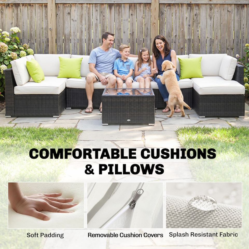 image 1 of Outsunny 8 Pieces Patio Rattan Sofa Set Outdoor Garden Furniture Set Brown