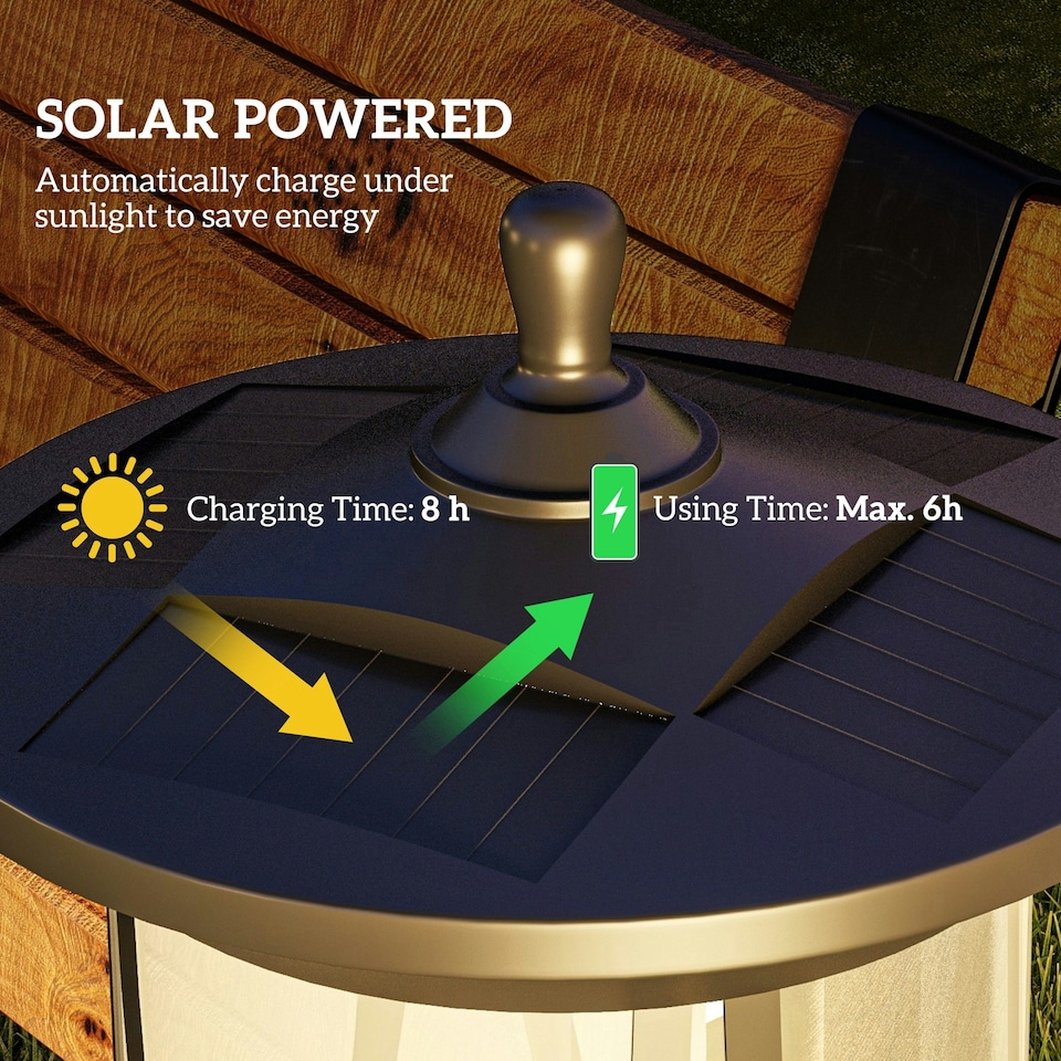 image 1 of Outsunny 1.3 M LED Outdoor Street Light, Waterproof IP44, Cool White Black | Black