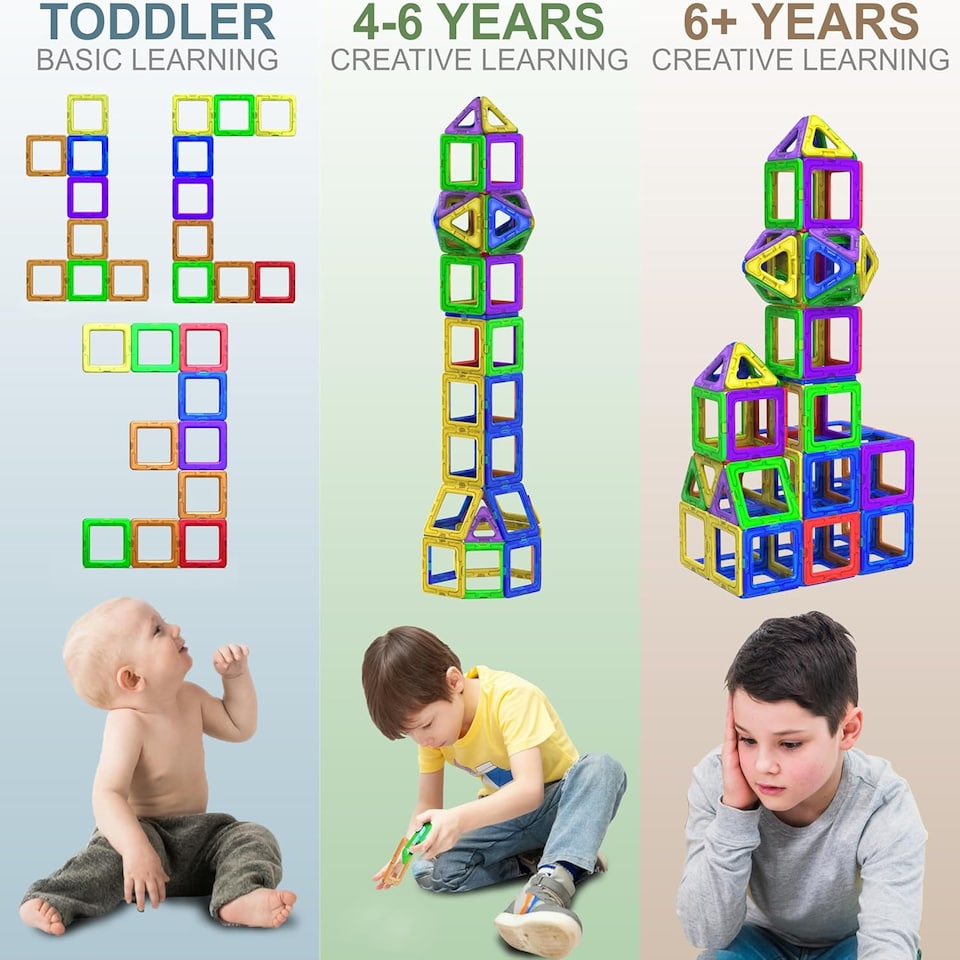 image 1 of Desire Deluxe Magnetic Building Blocks Gift 94PC Kids Magnetics Construction Block Games for Boys and Girls Creativity Educational Children's Toys for Age 3 4 5 6 7 Year Old