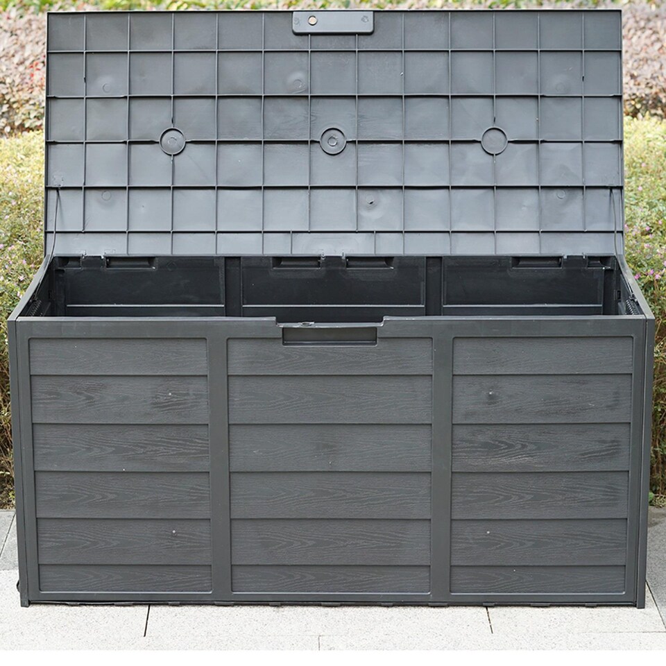 image 1 of Gr8 Garden Black 300L Plastic Storage Box Garden Outdoor Shed Utility Cushion Chest Truck