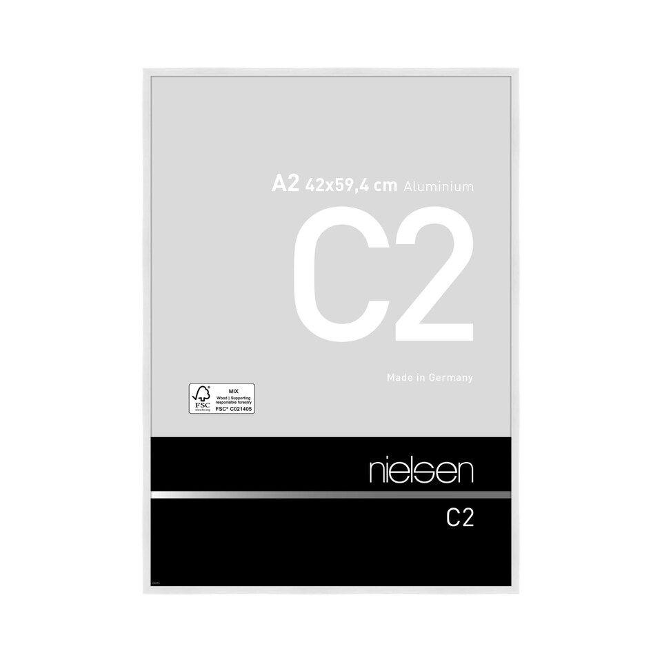 image 1 of Nielsen C2 Aluminium Picture Frame - Real Glass - Polished White - A2 (42cm x 59.4cm)