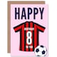 image 1 of Football Strip Kit Red Striped Top Age 8 Year Old Child Kids 8th Birthday Card