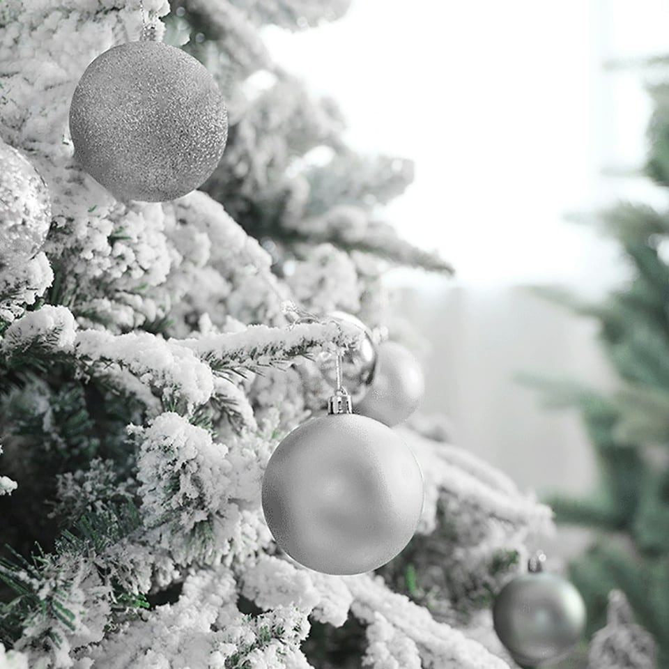 image 1 of Living and Home 36Pcs Xmas Ball Ornament Christmas Tree Deluxe Bauble Set- Silver
