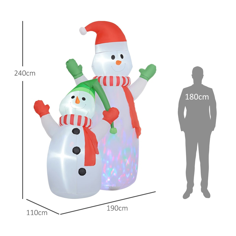 image 1 of Outsunny 8FT Christmas Inflatable Snowman with Rotating Colorful LED Light