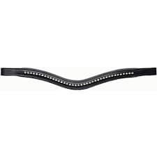 Kincade Curved Diamante Leather Browband - Black - Full