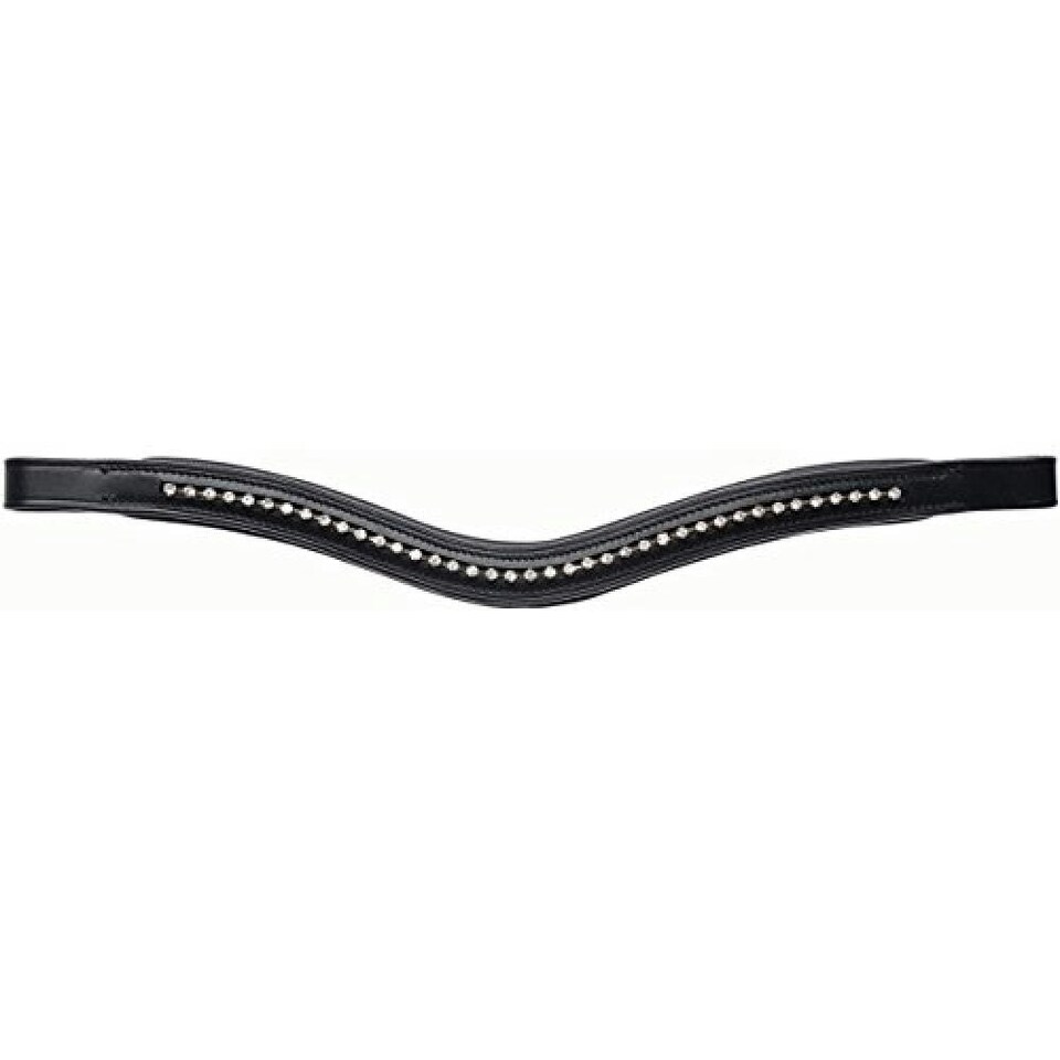 Kincade Curved Diamante Leather Browband - Black - Full