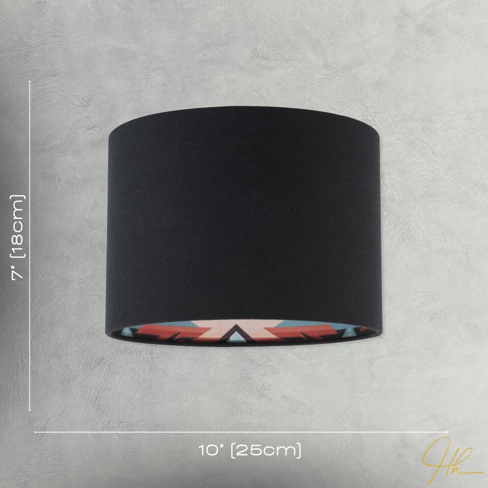 image 1 of Modern Colourful Aztec Designed Lamp Shade with Black Linen Fabric
