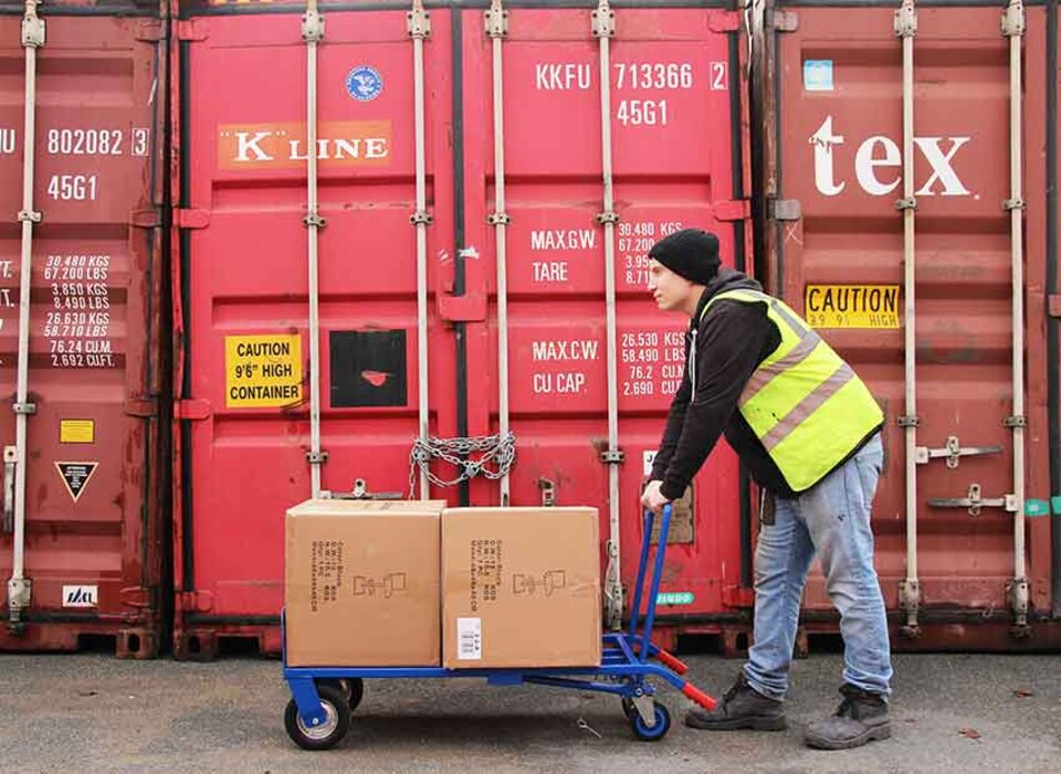 image 1 of 3 in 1 Heavy Duty Folding Solid Wheel Sack Truck, Easy Switch Configurations, Solid Wheels, Steel Framework, 200kg Capacity | Blue