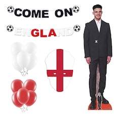 Come On England Party Decoration Kit with Declan Rice Cardboard Cutout and Face Mask