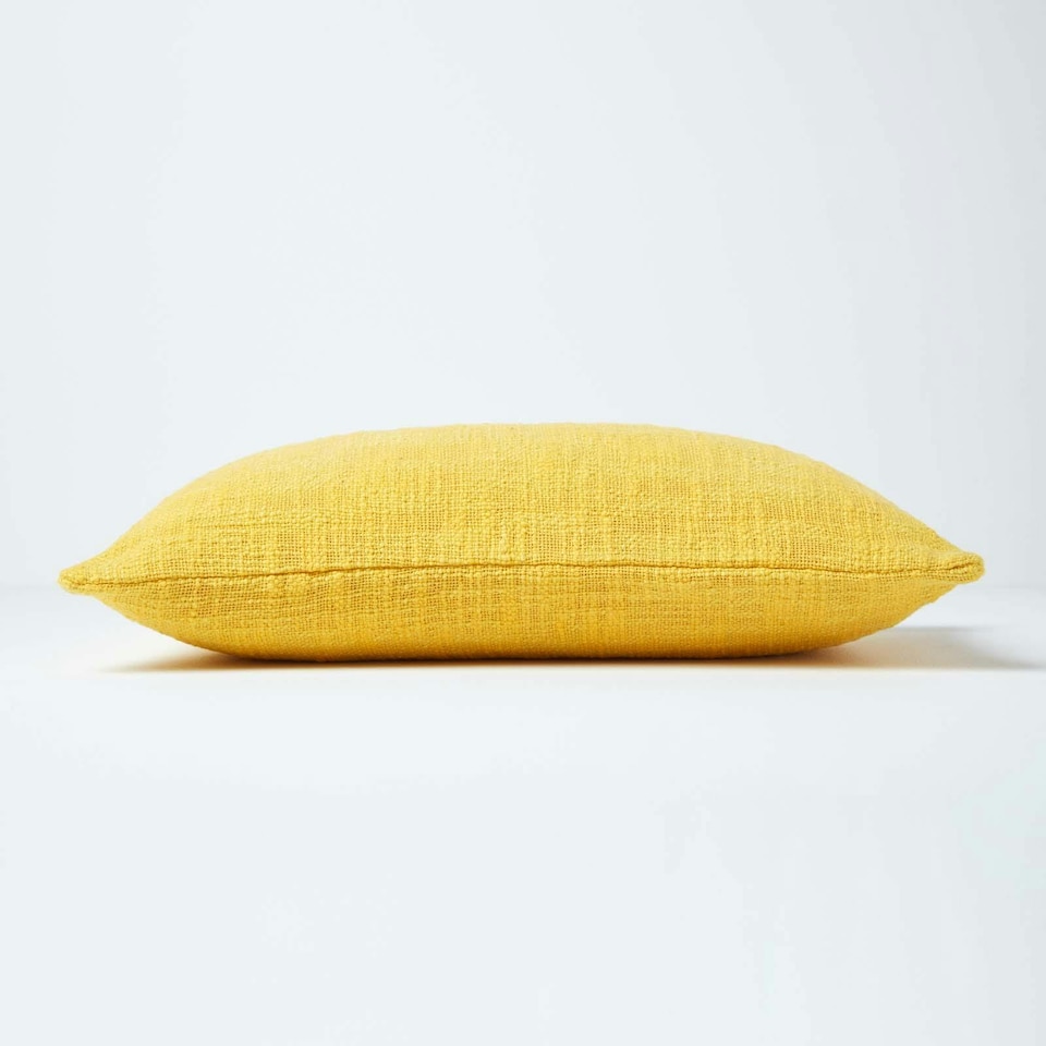image 1 of Homescapes Nirvana Cotton Yellow Rectangular Cushion Cover - 30 x 50 cm | Yellow | Yellow | 30 x 50 cm