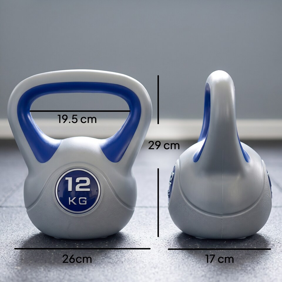 image 1 of SPORTNOW 12kg Kettle Bell with Handle for Home Gym, Dark Blue and Grey | Blue | Blue