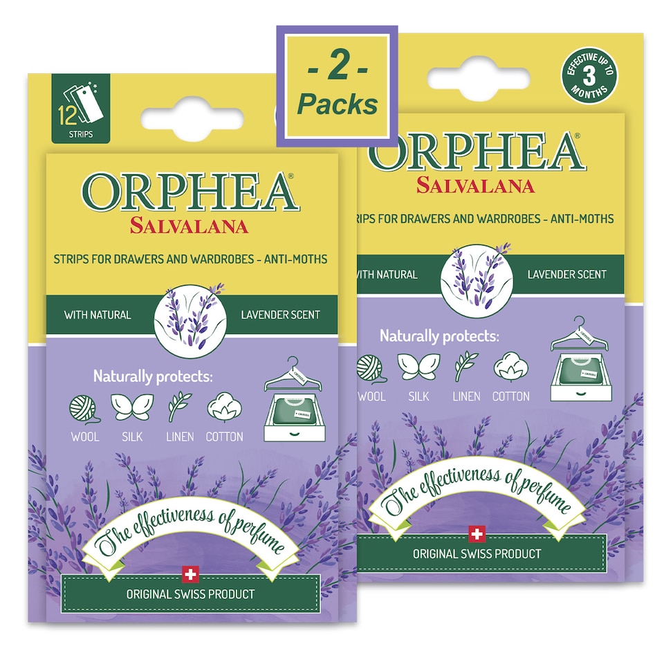 image 1 of Caraselle 2 x Packs of Orphea Anti Moth Strips - Lavender Scent (24 Strips in total)